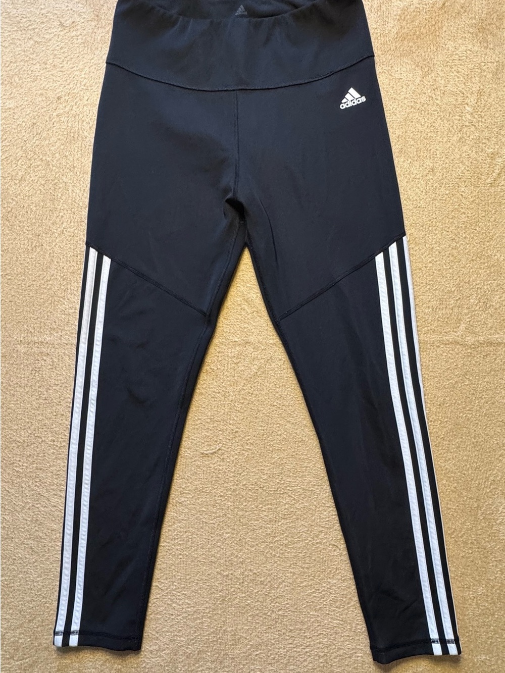 adidas Black Leggings with White Side Stripes